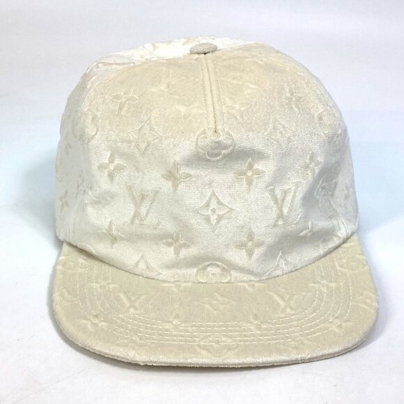 LOUIS VUITTON MP3421 Monogram newsboy velvet hat cap polyester White - Picture 6 of 16